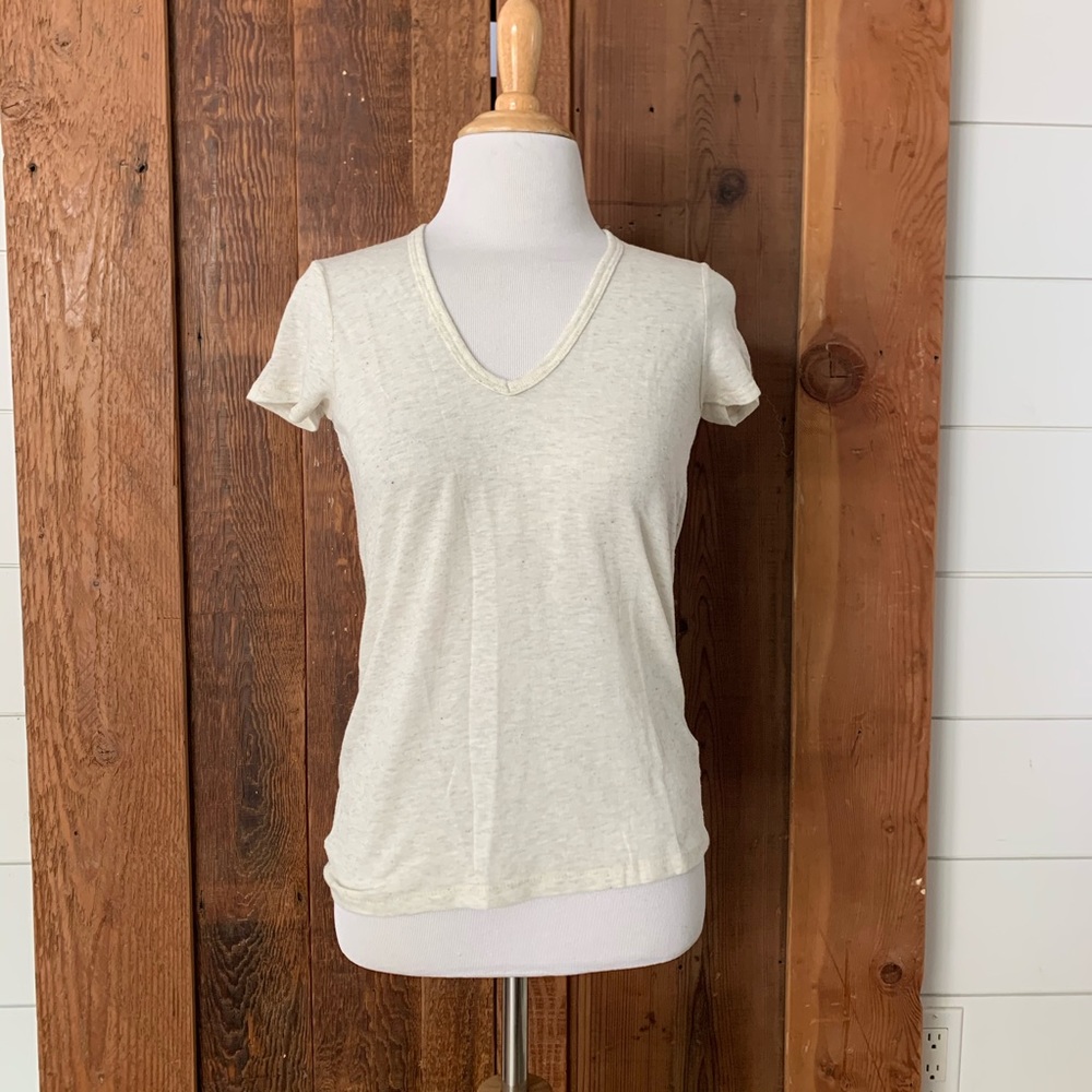 Alternative Apparel Ivory V-Neck Slub T-Shirt S